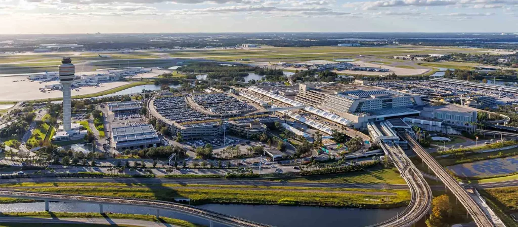 Luxury car service waiting at Orlando International Airport after nonstop Japan flight arrival